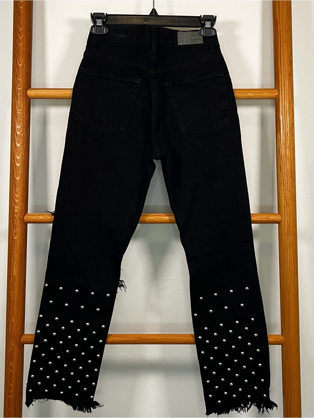Carmar Black Studded Straight-Leg Jeans